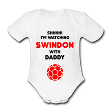 SWINDON @ town Babygrow Baby vest grow gift watching with daddy etc football
