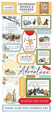 Echo Park Paper THE HOUSE AT POOH CORNER 6x13 Sheet Chipboard Words and Phrases