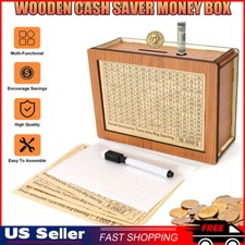 Cash Vault Wooden Savings Box - Wooden Cash Saver Money Box Cash Saver Box