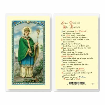 St. Saint Patrick - Hail Glorious St Patrick  - Laminated Holy Card