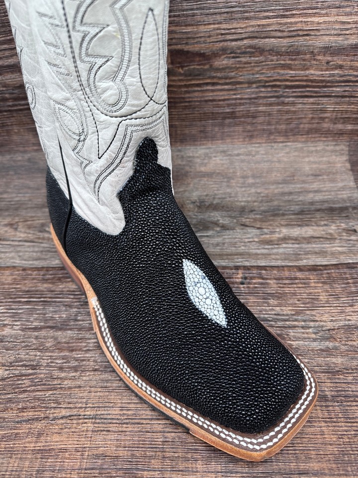 340430 Men's Genuine Black Stingray Square Toe Western Boots by ...