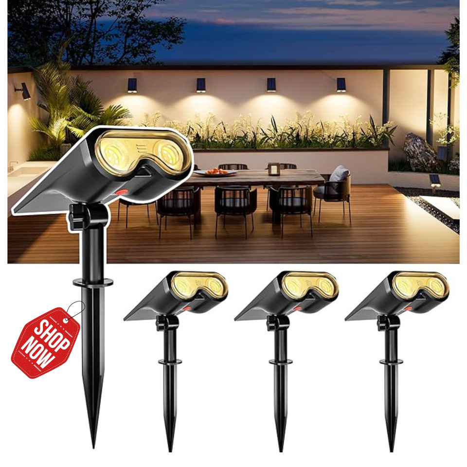4 Piezas Foco de Jardín con Energía Solar IP67 Impermeable para Jardín Patio Lámpara 3 Modos