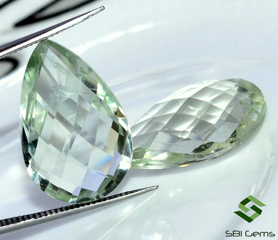 Par de piedras preciosas 20x12 mm amatista verde natural briolette forma almendra 20,41 CTS Foto 2 de 4