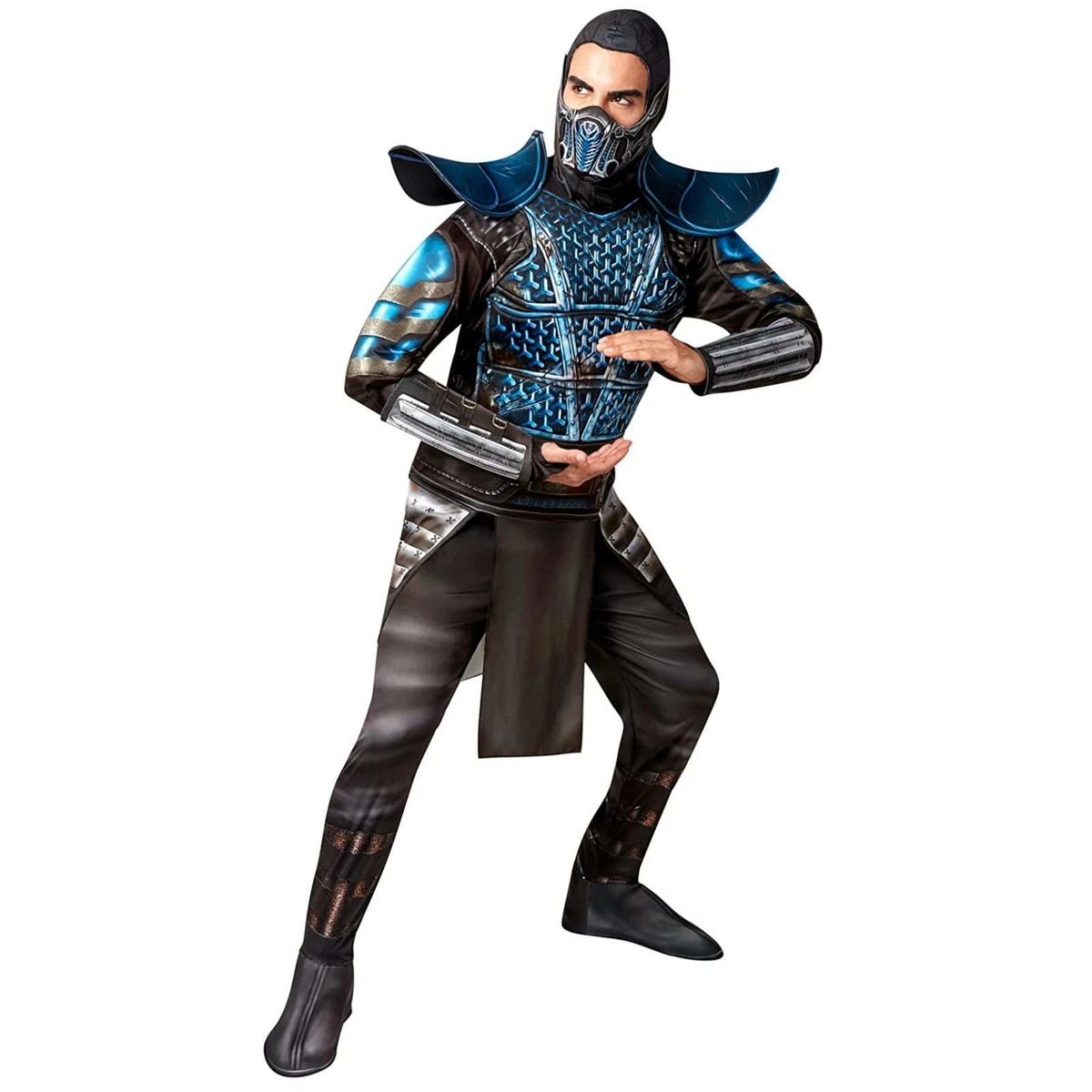 Mens Official Mortal Kombat Sub Zero Costume Adult Cosplay Fancy Dress Outfit