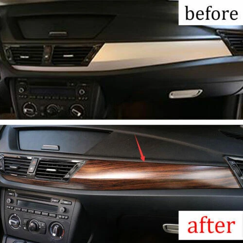 Para BMW X1 E84 2010-2015 Madera de pino Grano Consola Central Salpicadero Panel Borde Foto 2 de 4