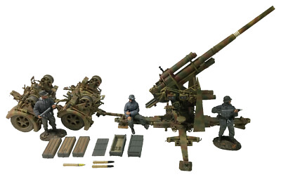 W. Britain, German 88mm Flak 36 w/3 Man Crew, 14 pcs. Set, 25059                