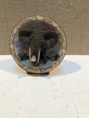 3D Elephant Embedded Polystone Dome and Base Shelf Decor