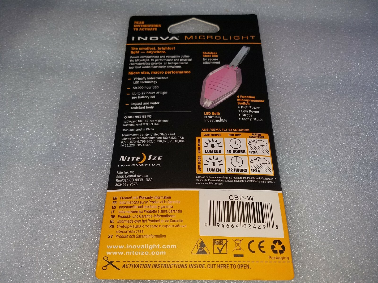 NEW Microlight Keychain Inova White LED Keychain Flashlight Camping