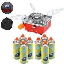 Camping Mini Gas Stove Cooker BBQ Outdoor Picnic Gas Burner Hiking Fishing + Bag