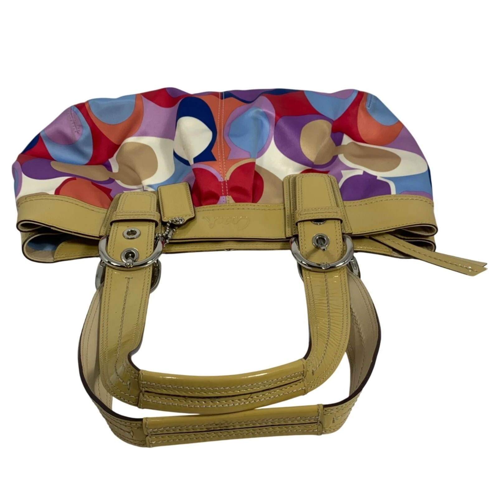 COACH Soho F13798 sciarpa stampa logo raso vernice bordo + etichetta borsa a tracolla