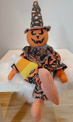  Dekoration Herbst Halloween Lumpenpuppe *Kürbiskopf mit Candy Corn*/Handarbeit