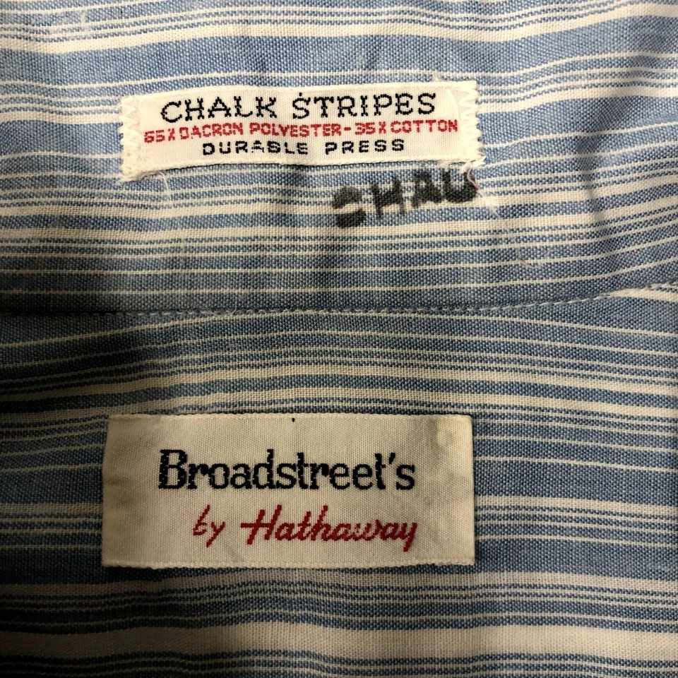 Camisa Hathaway Broadstreets Azul Blanco RAYAS TIZA MoD Disco PUÑO FRANCÉS 15 1/2 Foto 4 de 4