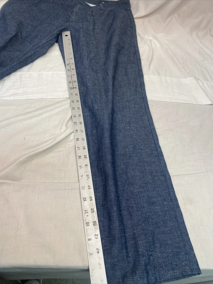 Pantalones Adriano Goldschmied 33R Azul Algodón Cáñamo Planos LNWOT YGI RE2445 Foto 4 de 4