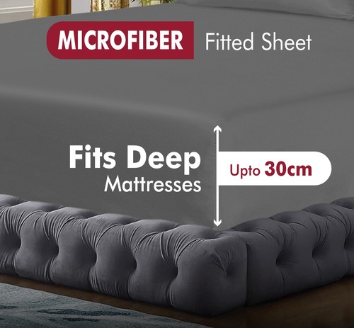 Brushed Microfibre Fitted Sheet 30cm Deep Pocket Bed Sheet Soft Bottom Sheet - Picture 41 of 67