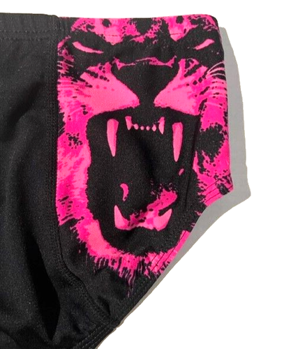New TYR Mens Pink Lion TIger Print Racer Swim Brief sz 36 Speedo Style Swimsuit - Picture 3 of 13