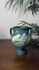 Roseville Freesia Double Handled Urn Vase Green 196-8" Vintage USA Art Pottery