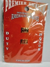 RN Collar Pin Set Gold Registered Nurse Cut Out Letters Nursing 2456 3/8" New