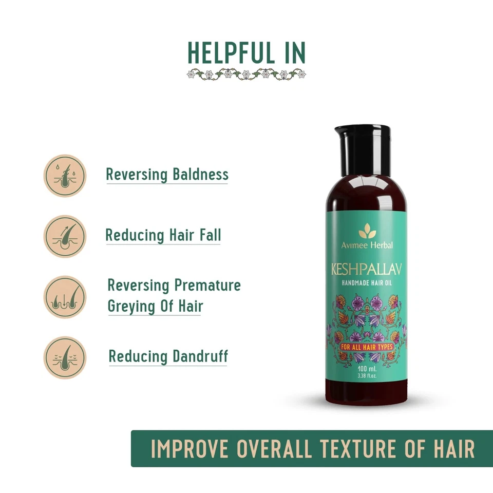 Keshpallav Hair Oil for Hair Growth 100% Pure Organic Herbal Hair Oil -100 ml - Image 3 of 4