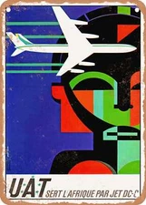 METAL SIGN - 1964 UAT serves Africa by DC8 jet Vintage Ad
