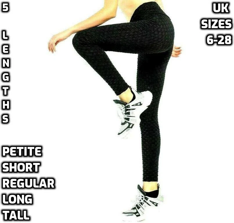 Women TALL Petite HONEYCOMB Anti-Cellulite LEGGINGS Ladies HIGH Waist YOGA  Pants