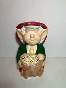 VINTAGE Original Ernie the Keebler Elf  Ceramic Cookie Jar Canister 2 Piece Lid