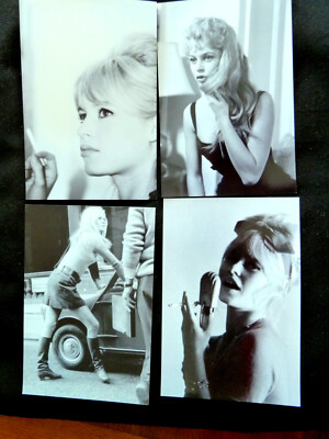 4 Rare Photos of BRIGITTE BARDOT - Semi-Rigid Paper - 15 x 10cm - B/W
