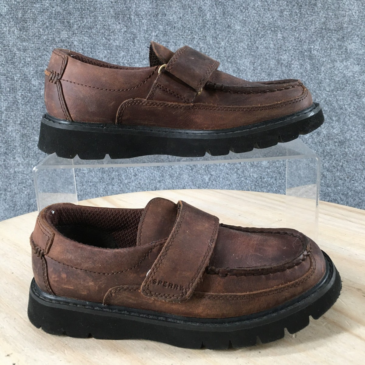 Sperry Shoes Youth 13.5 M Loafers Brown Leather Comfort Hook 