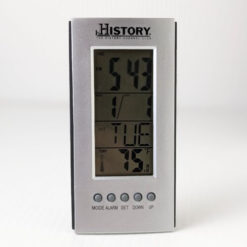 History Channel Club Digital Alarm Clock, Temp, Date, Time - Travel Working - Picture 1 of 6