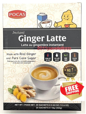 Instant Pocas Ginger Milk Tea Leche 20 Tea bags -  gluten free, no caffeine  