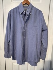 Vintage LL Bean Shirt Men 15.5-34 Blue Single Needle Button Long Sleeve