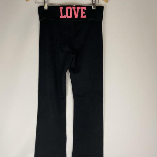 💫Victoria’s Secret LOVE Foldover Flare Leggings Black SMALL Pre-Owned - Picture 3 of 12
