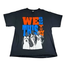 VTG NBA UNK New York Knicks We Run This Town Caricature Basketball Shirt Sz XL