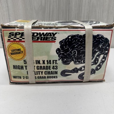 Speedway Series 5/16'' x 14' utility chain with 2 clevis grab hooks
