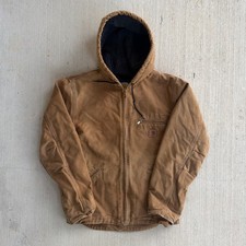 Carhartt J141 brown hooded work wear jacket Small