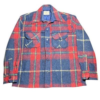 Vintage Lord James CPO Shirt Jacket Men's Large Plaid Flannel Wool