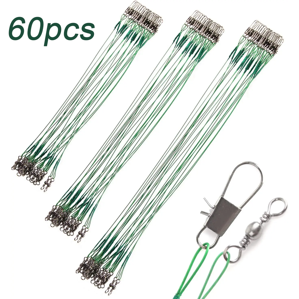 Line Leader Identification 60pcs Trace Wire Leader Stainless Steel Fishing Line Leaders With Snap ...