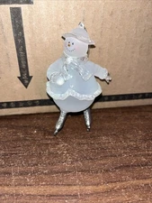 Vintage Christmas Around The World Skating Snowlady Frosted & Clear Glass 