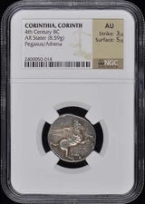 4th Century BC Corinthia Corinth NGC AU Strike 3/5 Surface 5/5
