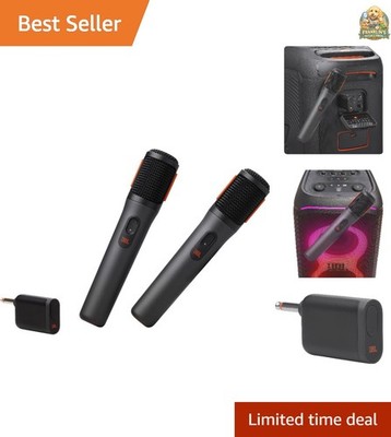PartyBox Wireless Mic - 2X Digital Wireless Microphones, Rechargeable Battery...