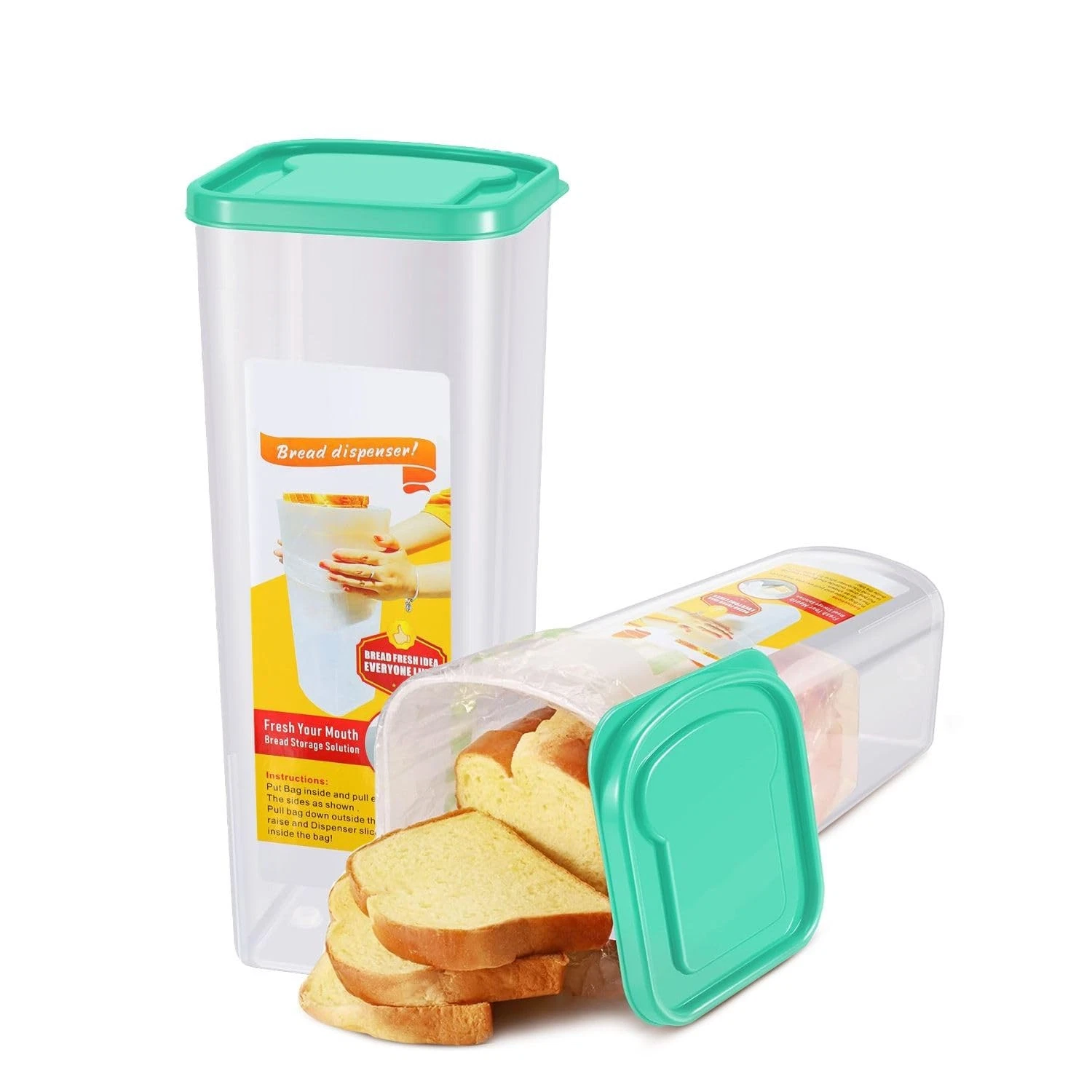 2 Pack Airtight Bread Containers - Clear BPA-Storage for Kitchen Countertop, ...