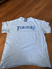 Thrasher Magazine SKATE MAG LOGO Skateboard T Shirt CAROLINA BLUE Size Large
