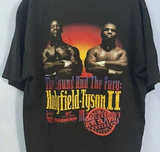 Rare Mike Tyson Vs. Evander Holyfield T-Shirt Black All Size 8D911