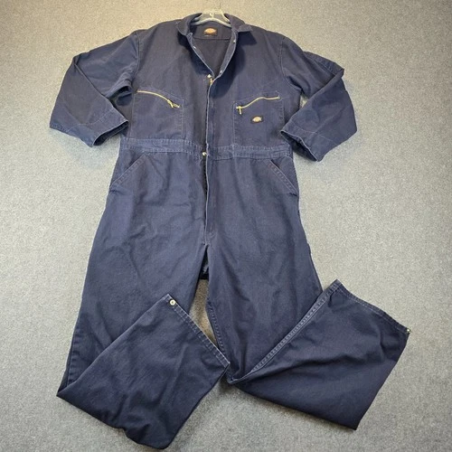 Dickies Workwear Coveralls Mens Blue Zip Front Spread Collar Utility Pockets - product listing photo