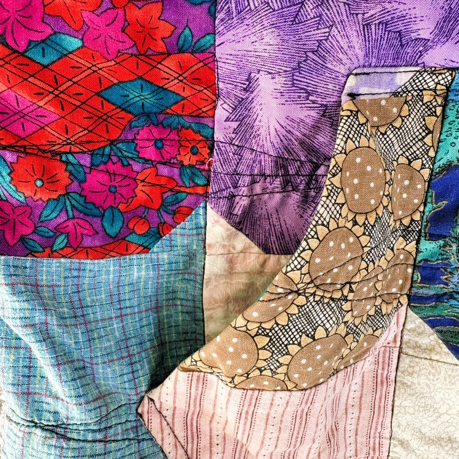 Vintage Patchwork Quilt Jacket Handmade Boho Cott… - image 5