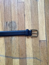 Unbranded Men's Size 34/85 Solid Black Leather Belt,Brass Buckle,Made in Italy