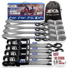 MOCA Gray Heavy Duty Ratchet Tie Down Straps - 5,200 Lbs Breaking Strength 