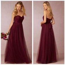 BHLDN x JENNY YOO Annabelle Convertible Tulle Maxi Dress Black Cherry Sz 10 {V3}