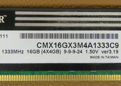 Corsair XMS3 CMX16GX3M4A1333C9 DDR3 PC3-10600u LOT (4) x 4GB