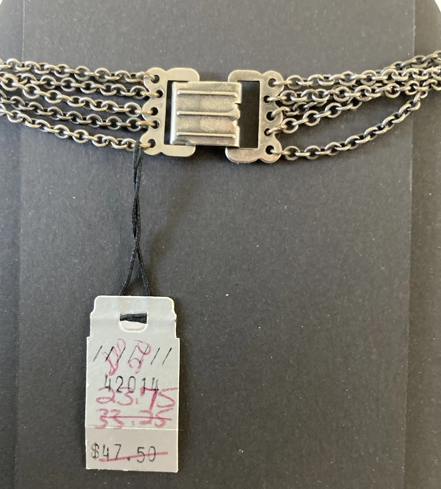 Collar de eslabones multicadena y esmalte negro 1928 con medallones de perlas 8" nuevo con etiquetas Foto 3 de 4