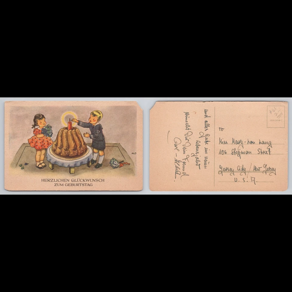 Vintage Postcard Jersey City New Jersey Birthday Greetings Unposted Scenic View - Image 3 of 4